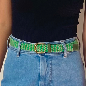 Thin green brown braided belt