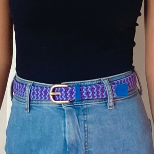 Thin braided belt purple blue