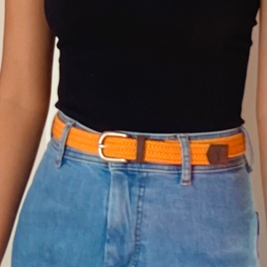 Thin orange braided belt