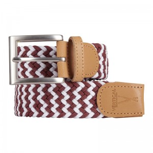 White burgundy braided belt
