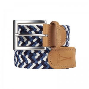 Blue blue white braided belt