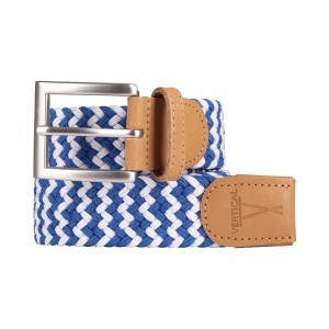 Blue white braided belt