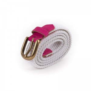 Thin braided belt white pink