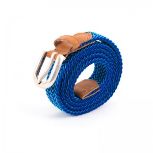 Thin blue white braided belt