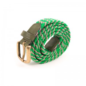 Thin green brown braided belt
