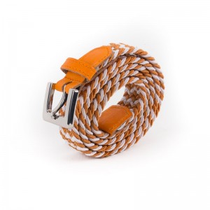 Thin braided belt orange white
