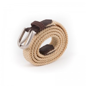 Thin braided belt beige brown